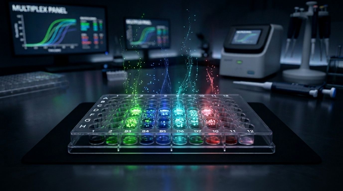 96-well microplate with multiplex fluorescence for biomarker detection